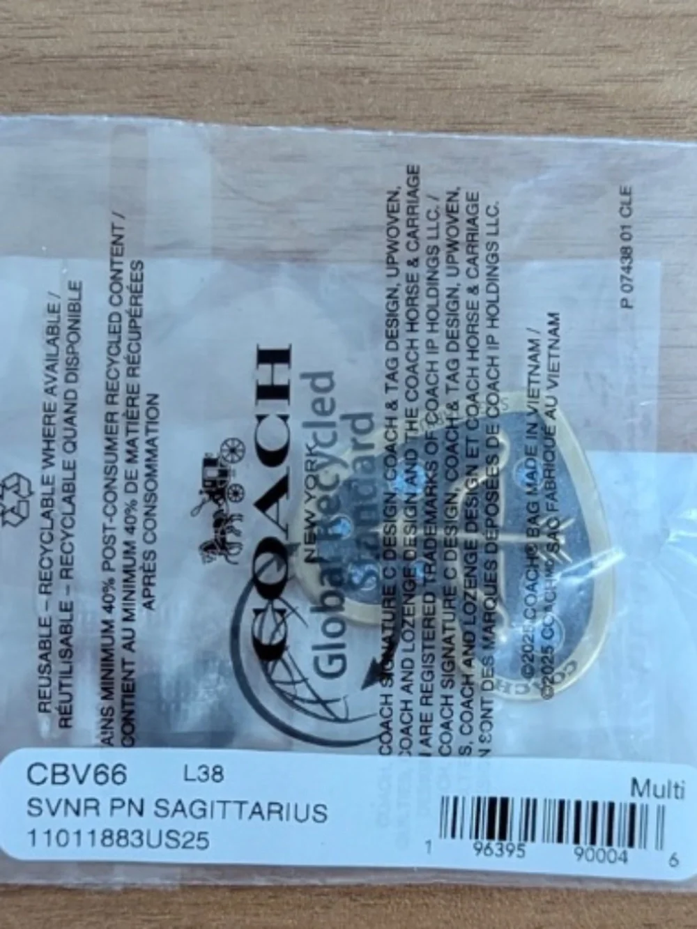 NWOT - Coach CBV68 Sagittarius zodiac bag pin charm